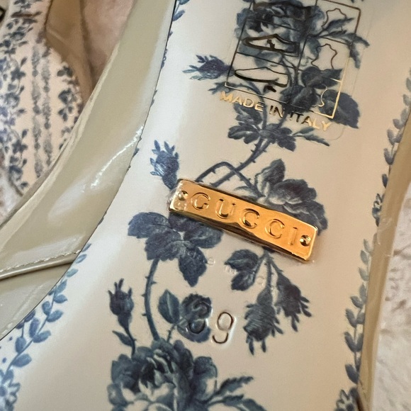 New Gucci marmont GG Victoire Vernice 55mm Loafer Pumps 39 Sand Storm - Picture 9 of 11